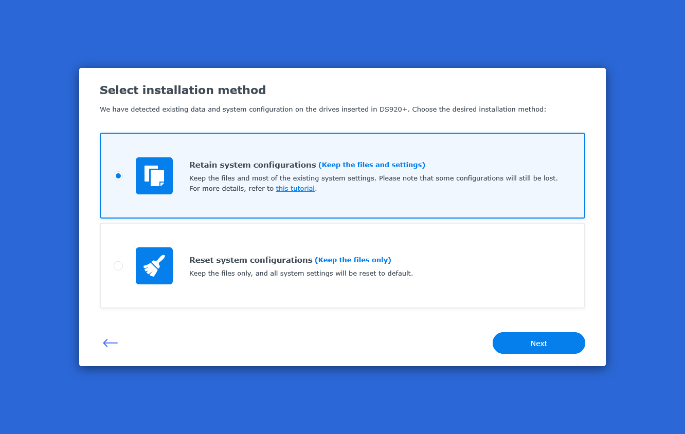 Retain system configuration