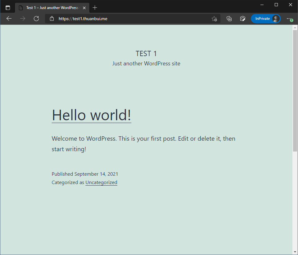 Truy cập vào WordPress thành công theo tên miền